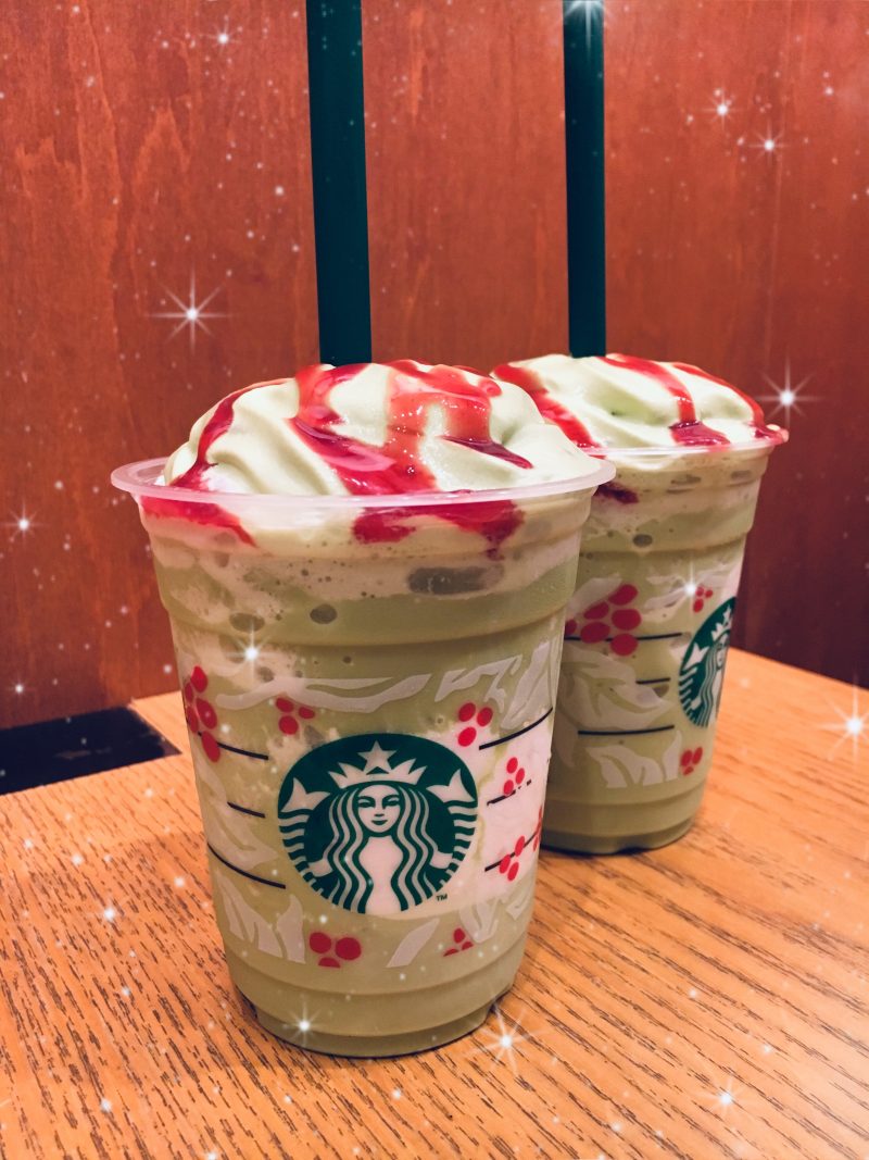 Starbucks Limited Edition Christmas Tree Frappuccino Pistachio Cream And Raspberry Sauce Get